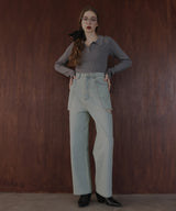 サイドカットアウト ストレートデニムパンツ