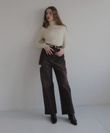 サイドカットアウト ストレートデニムパンツ