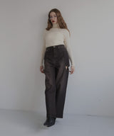 サイドカットアウト ストレートデニムパンツ