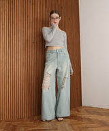 レースダメージデニムパンツ