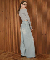 レースダメージデニムパンツ