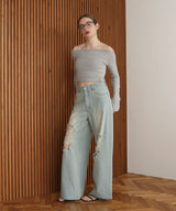 レースダメージデニムパンツ