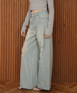 レースダメージデニムパンツ