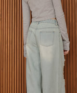 レースダメージデニムパンツ