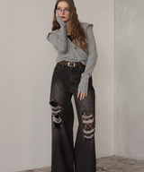 レースダメージデニムパンツ