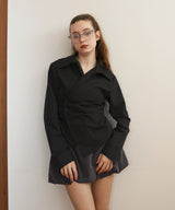 ウエストタッククロス長袖シャツ