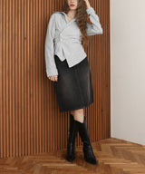 ウエストタッククロス長袖シャツ