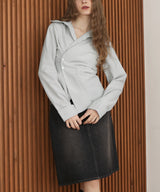 ウエストタッククロス長袖シャツ