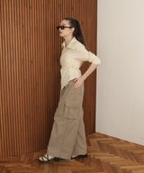 ウエストタッククロス長袖シャツ