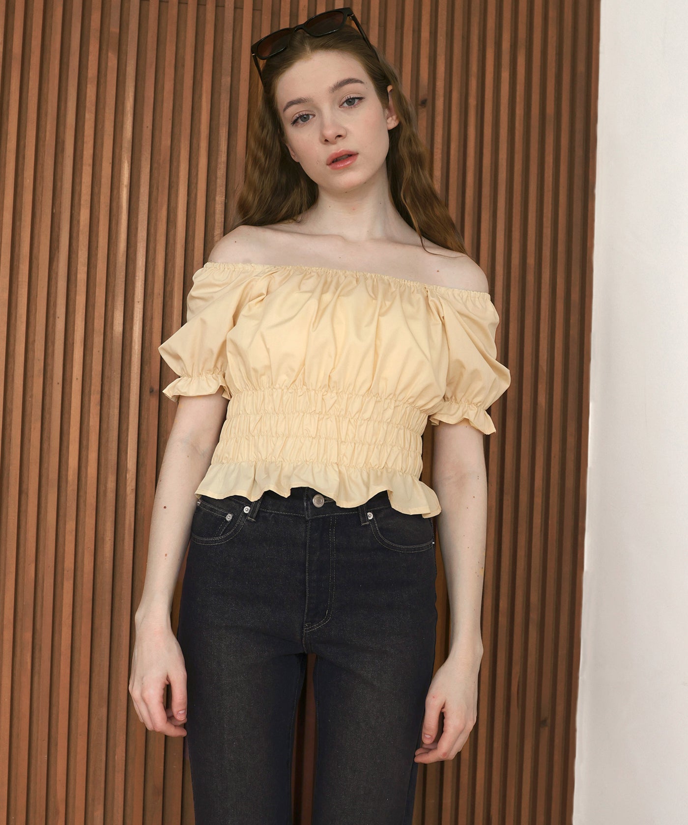 2WAYシャーリングオフショルシャツブラウス – Mili