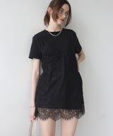 Tシャツドッキングレースキャミワンピース