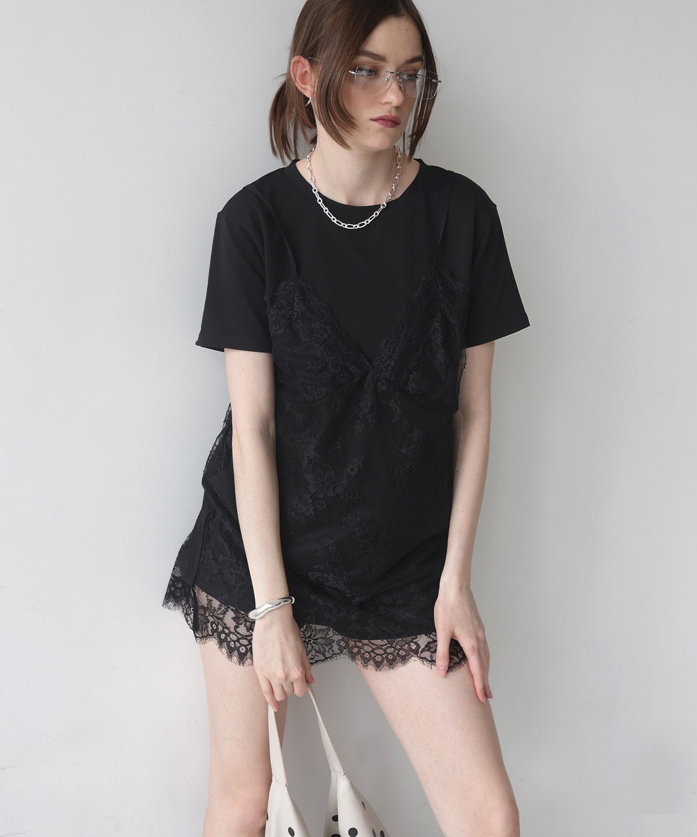 Tシャツドッキングレースキャミワンピース – Mili