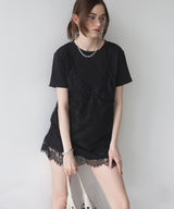 Tシャツドッキングレースキャミワンピース