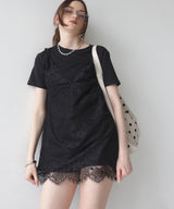 Tシャツドッキングレースキャミワンピース