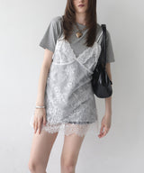 Tシャツドッキングレースキャミワンピース