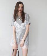 Tシャツドッキングレースキャミワンピース