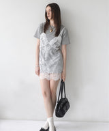Tシャツドッキングレースキャミワンピース
