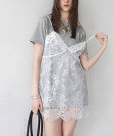 Tシャツドッキングレースキャミワンピース