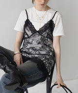 Tシャツドッキングレースキャミワンピース