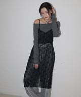 ストレッチシアーレースキャミワンピース