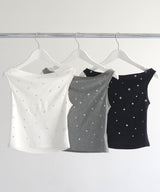 【6月上旬予約商品】スタッズ付きノースリーブTシャツ