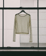 ドット柄ロングシアーTシャツ