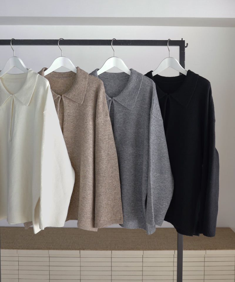 【セットアップアイテム】ホック付きポロニット＆ショートニットパンツ