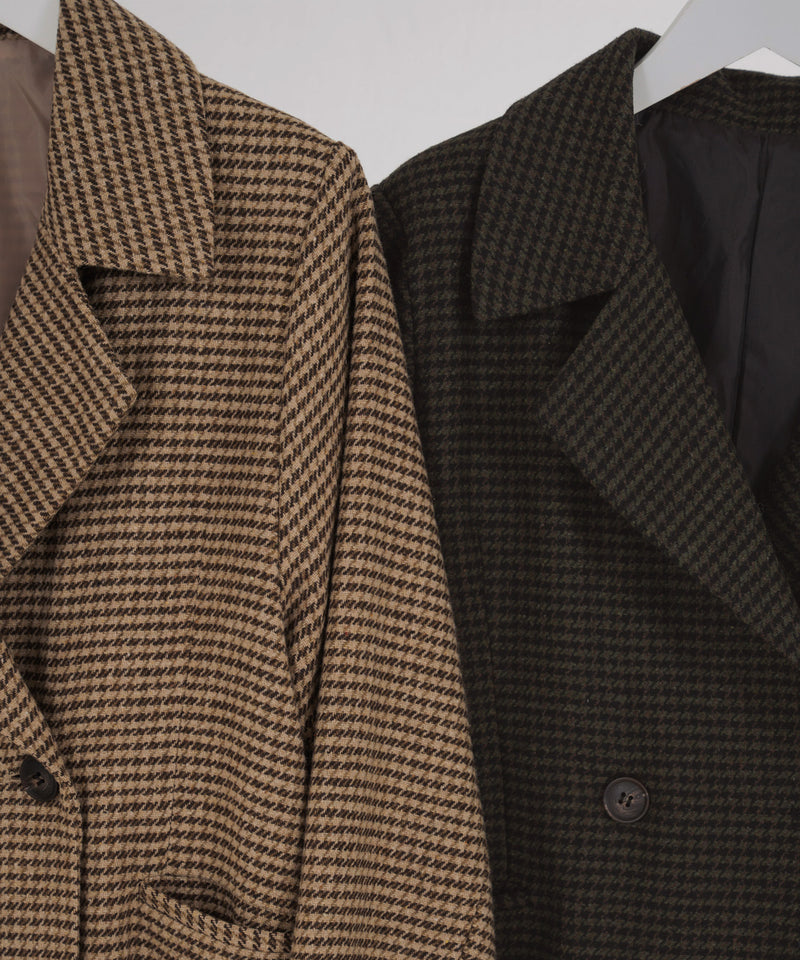 ガンクラブチェック柄テイラードダブルジャケットコート