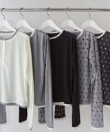 ヘンリーネックレイヤード配色シアーロンT