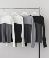 リブニットビスチェデザイン長袖Tシャツ