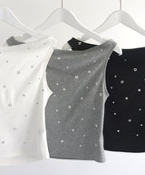 【6月上旬予約商品】スタッズ付きノースリーブTシャツ