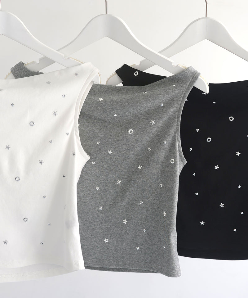 スタッズ付きノースリーブTシャツ – Mili