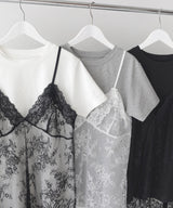 Tシャツドッキングレースキャミワンピース