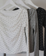 ドットドレープオフショルTシャツ