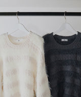 【12月上旬お届け商品】オーバーサイズシャギーボーダーニット