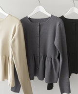 ウエスト切替ペプラムフレアニットカーディガン