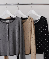 配色ドット柄カーディガン