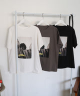 フォトプリントオーバーサイズショートスリーブTシャツ