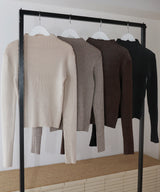 プレーティングリブニットトップス