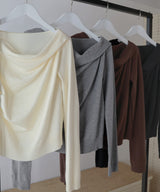 【12月上旬お届け商品】ドレープオフショルニットトップス