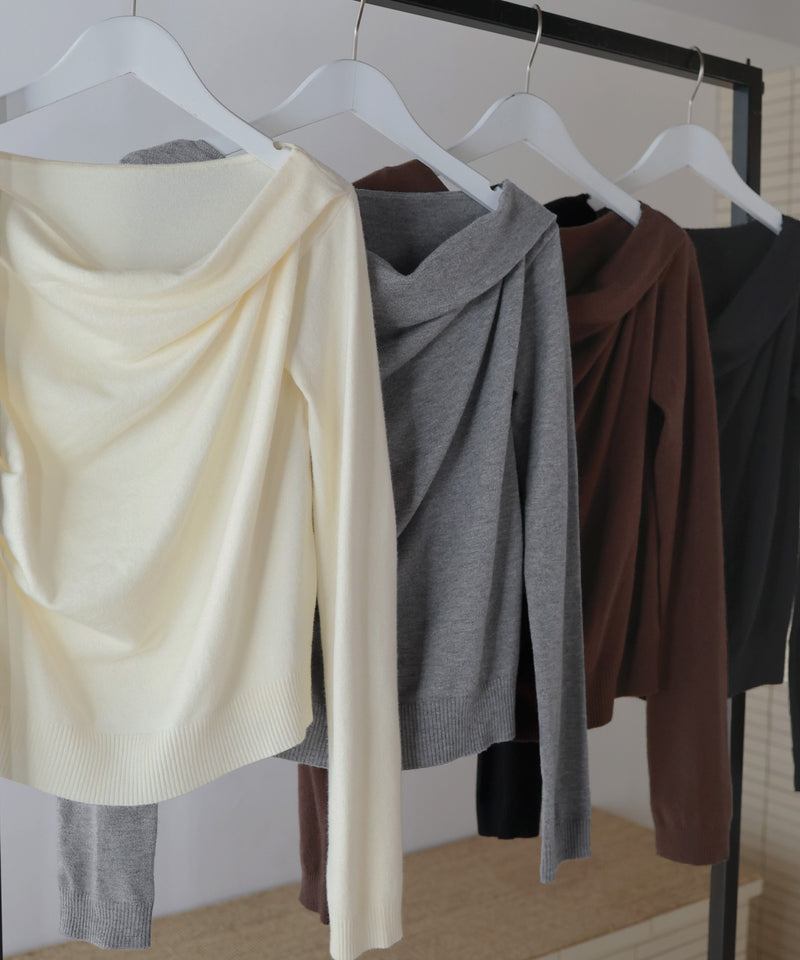 【12月上旬お届け商品】ドレープオフショルニットトップス