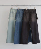 サイドカットアウト ストレートデニムパンツ