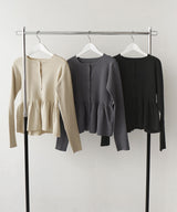 ウエスト切替ペプラムフレアニットカーディガン