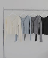 フロントオープンリブニットトップス