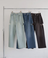 サイドカットアウト ストレートデニムパンツ