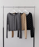 配色ドット柄カーディガン