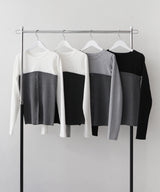 リブニットビスチェデザイン長袖Tシャツ