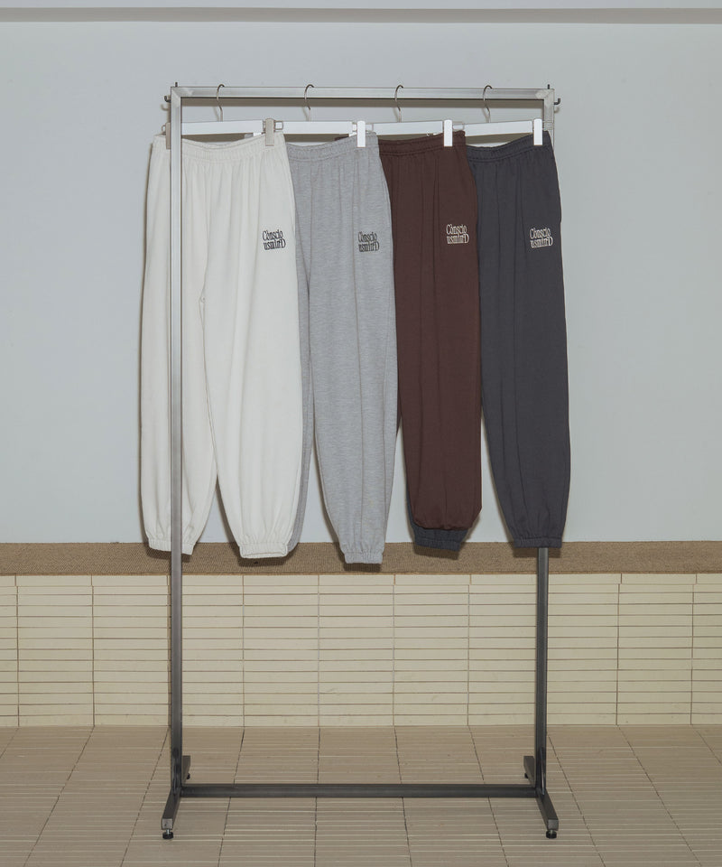 配色刺繍ロゴスウェットワイドパンツ