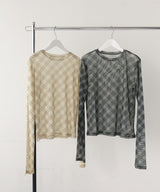 チェックシアーTシャツ