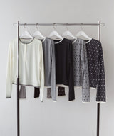 ヘンリーネックレイヤード配色シアーロンT